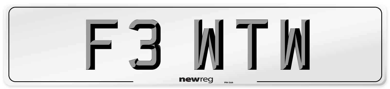 F3 WTW Number Plate from New Reg
